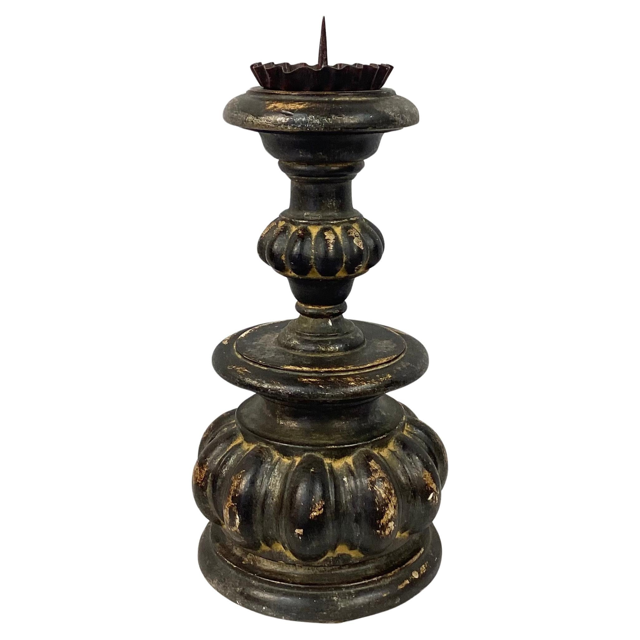 Pair Of 19th Century Italian Carved Wooden Candleholders In Good Condition For Sale In Bradenton, FL