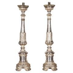 Pair of 19th Century Italian Carved Wooden Candlesticks