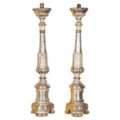Pair of 19th Century Italian Carved Wooden Candlesticks Pair of 19th Century Italian Carved Wooden Candlesticks