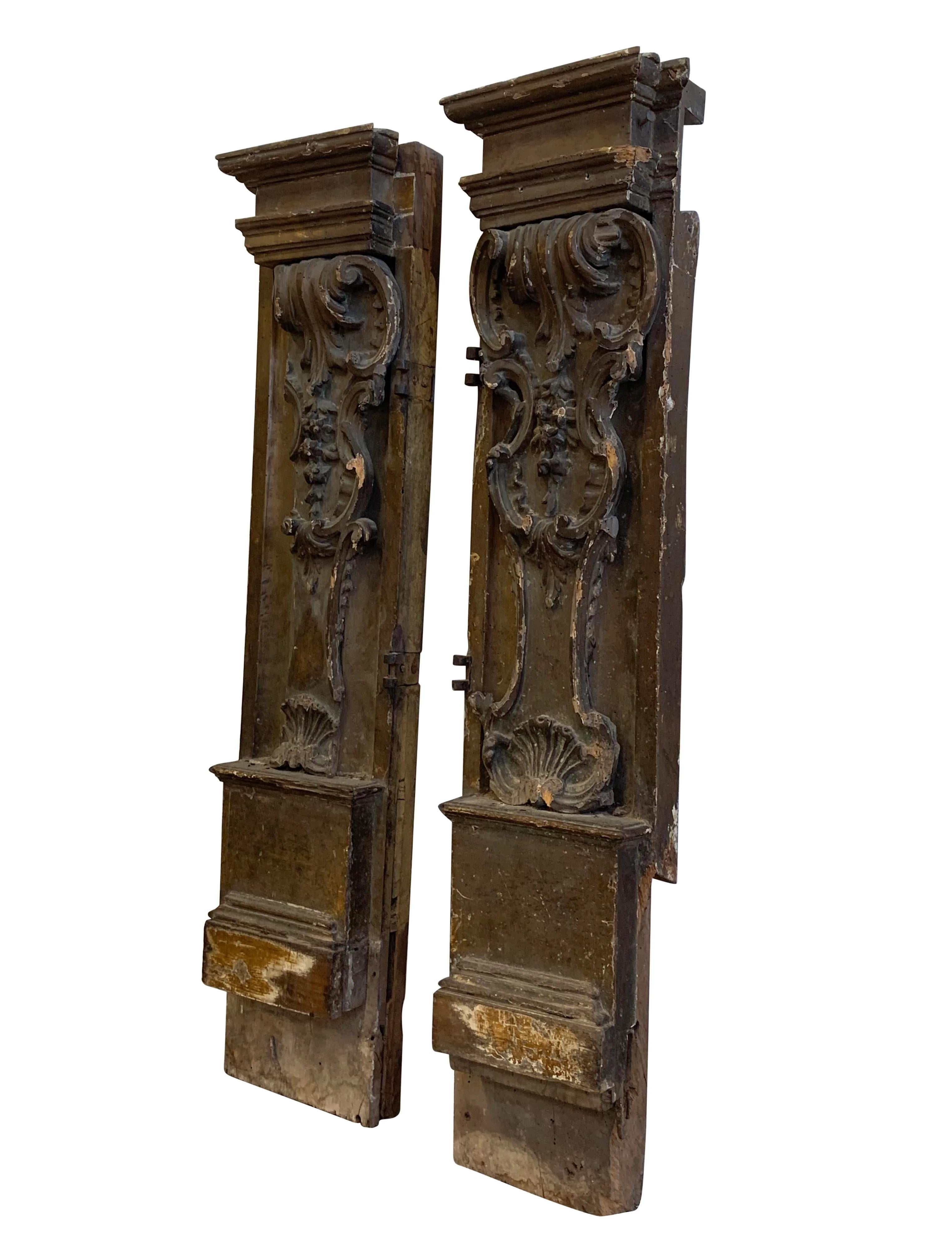 Pair of 19th Century Italian Cathedral Gates Architectural Fragments In Distressed Condition For Sale In San Angelo, TX