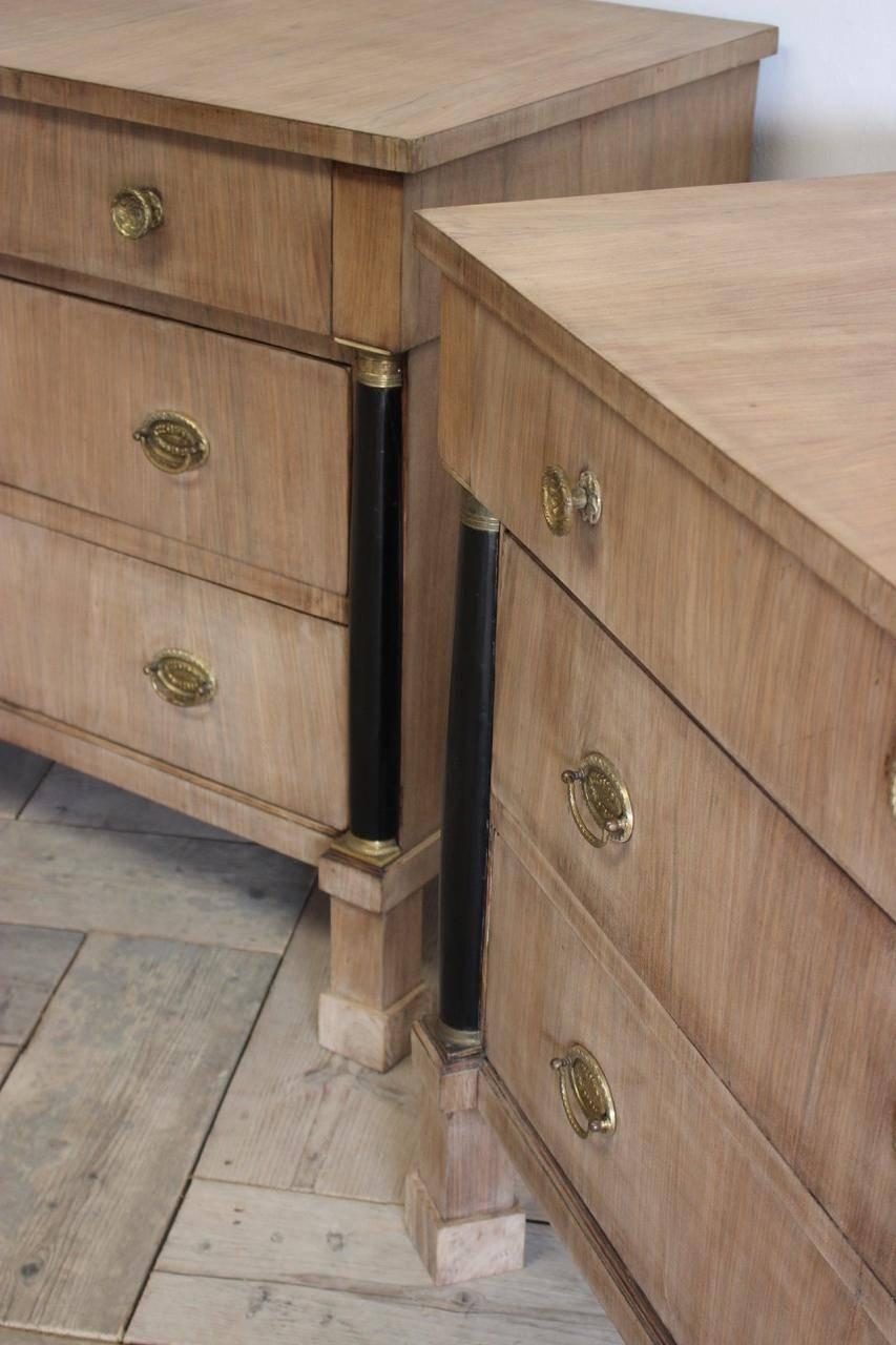 Pair of 19th Century Italian Commodes in Bleached Walnut 1