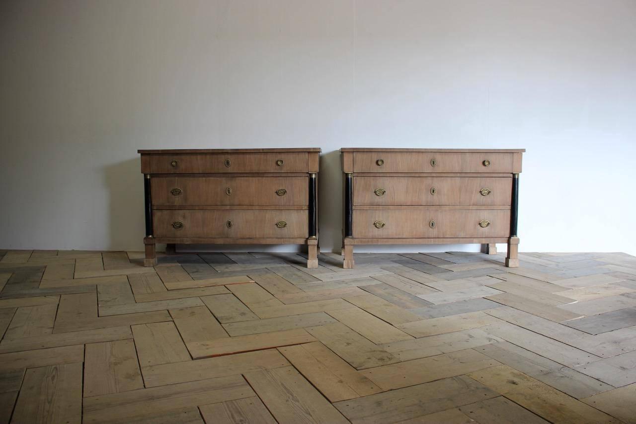 Pair of 19th Century Italian Commodes in Bleached Walnut 2