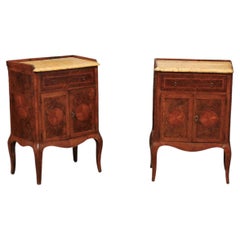 Pair of 19th Century Italian Commodini with Marble Tops