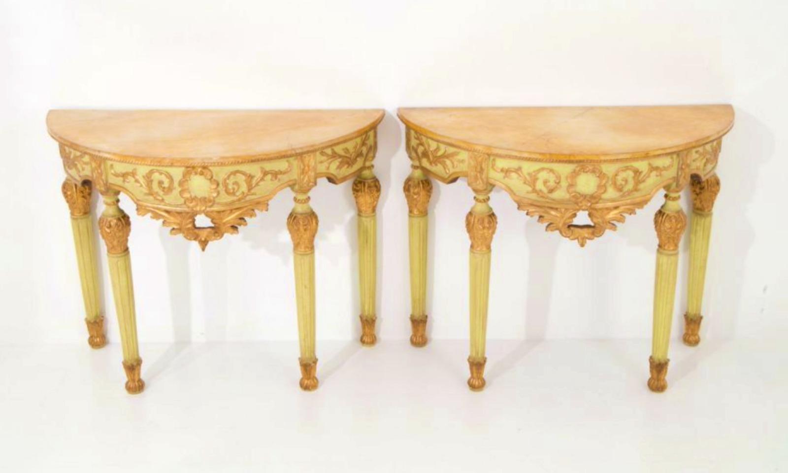 Baroque Pair of 19th Century Italian Console Tables For Sale