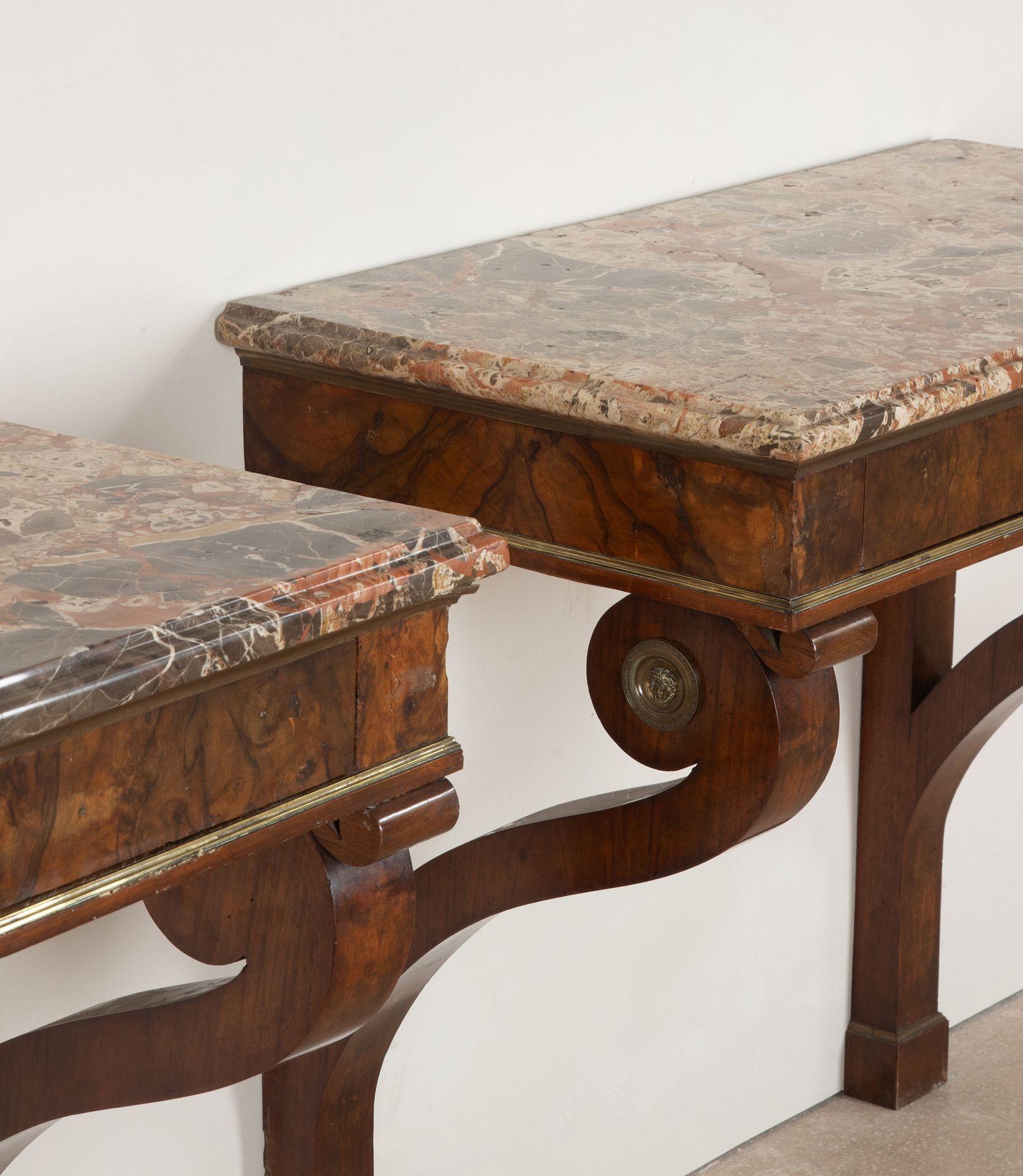 Brass Pair of 19th Century Italian Console Tables For Sale