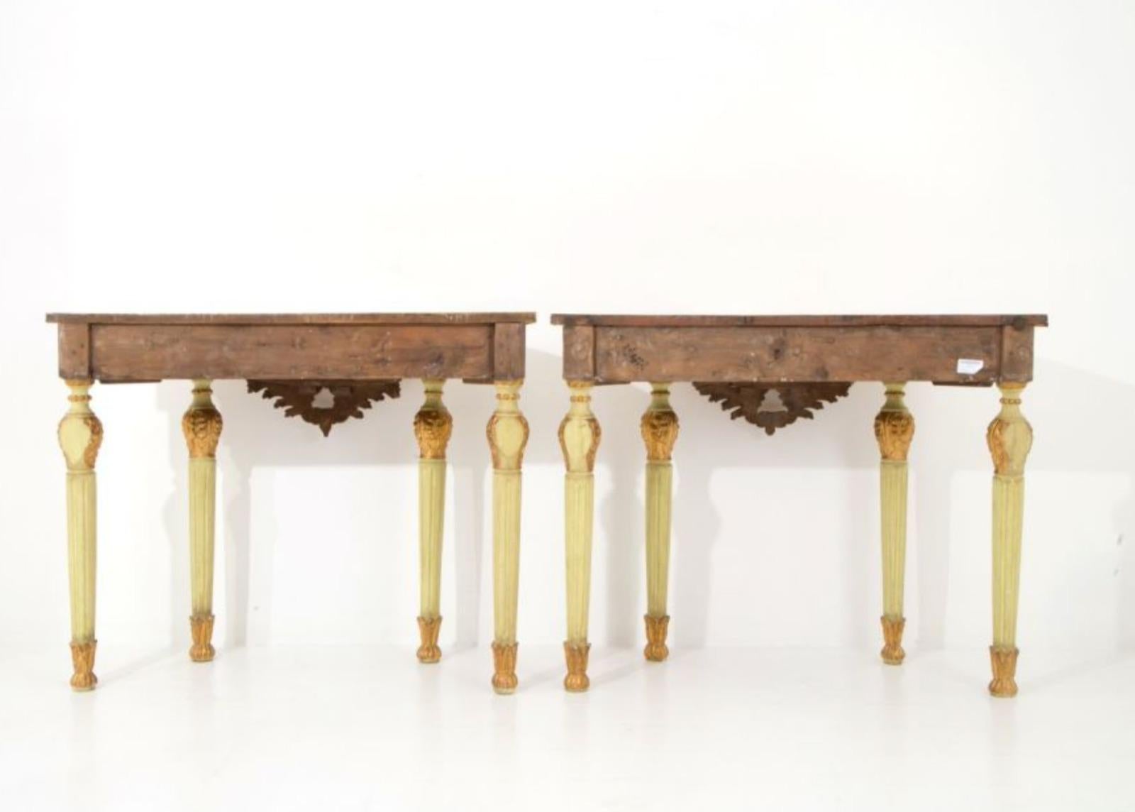 Wood Pair of 19th Century Italian Console Tables For Sale