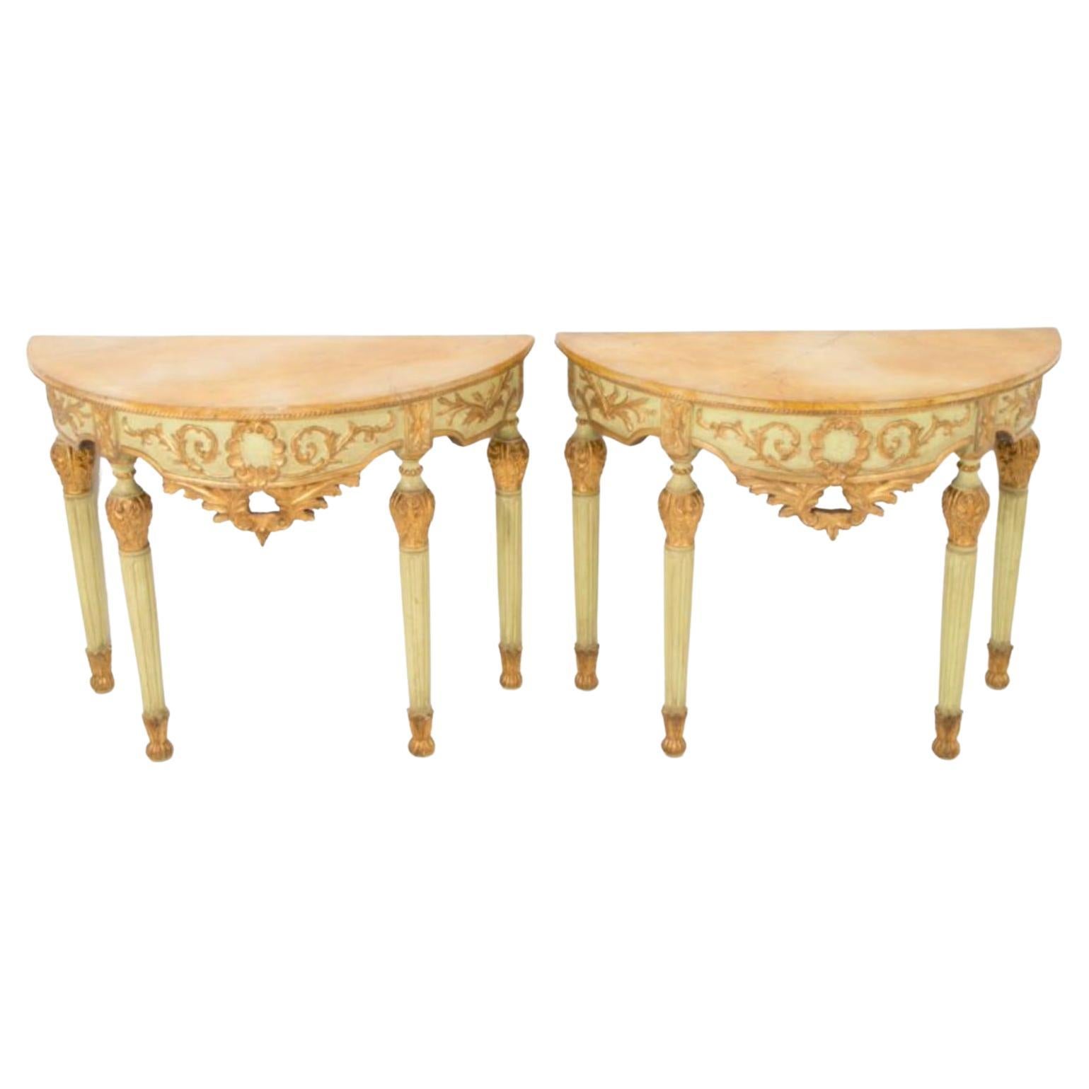 Pair of 19th Century Italian Console Tables For Sale