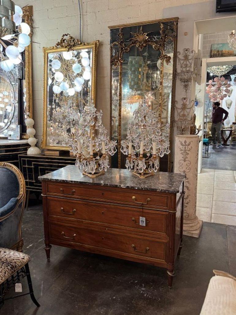 Paire de girandoles italiennes du 19ème siècle en cristal et fer doré Bon état - En vente à Dallas, TX