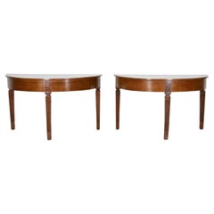 Pair of 19th Century Italian Demi Lune Consoles