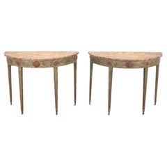 Pair of 19th Century Italian Demi Lune Tables