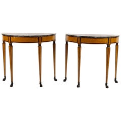 Pair of 19th Century Italian Demilune Consoles