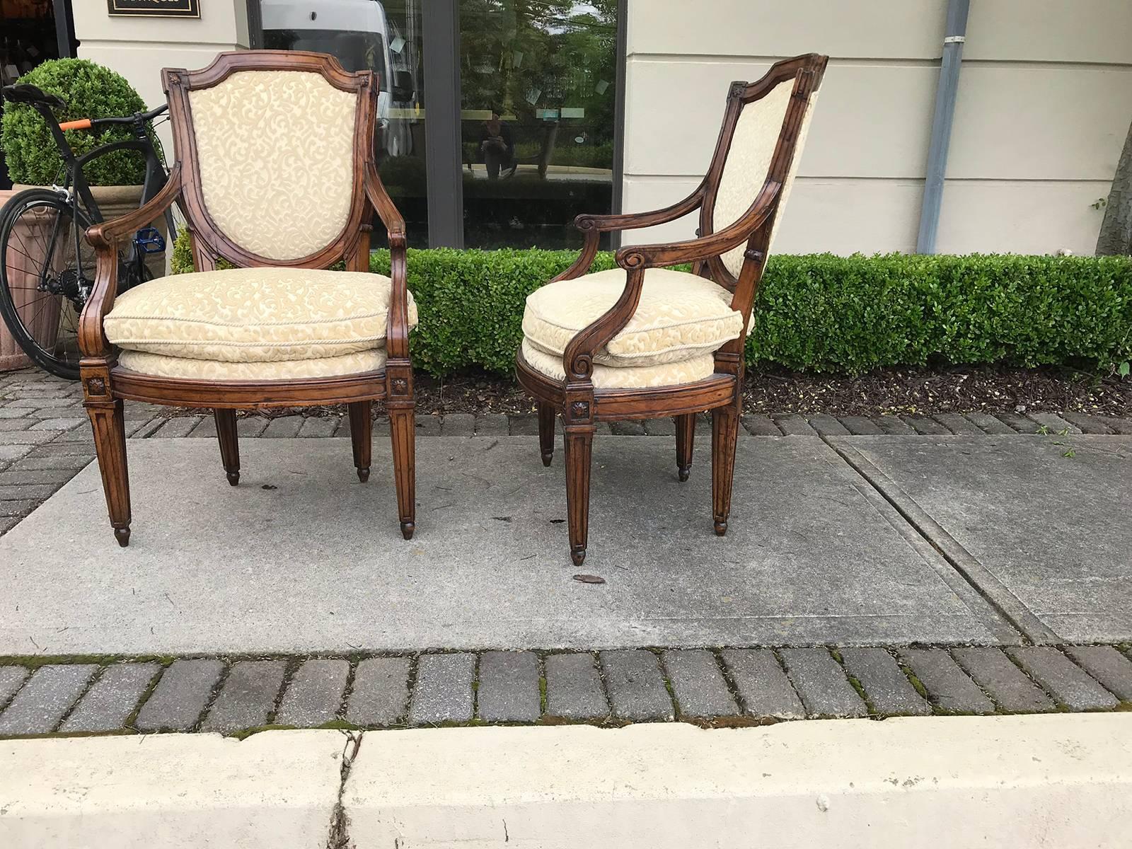 Pair of 19th Century Italian Directoire Style Armchairs, Shield Back 7