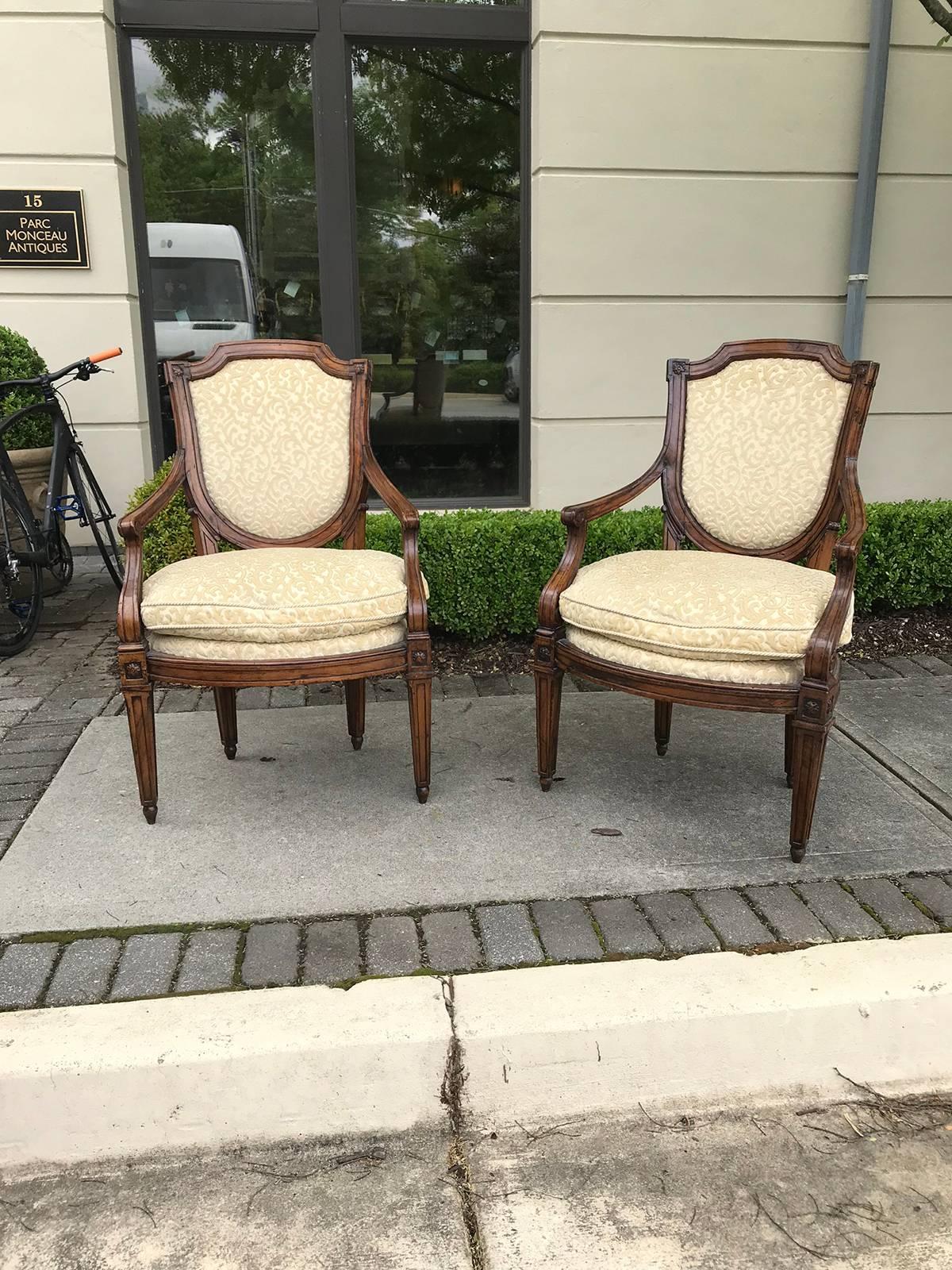 Pair of 19th Century Italian Directoire Style Armchairs, Shield Back 3