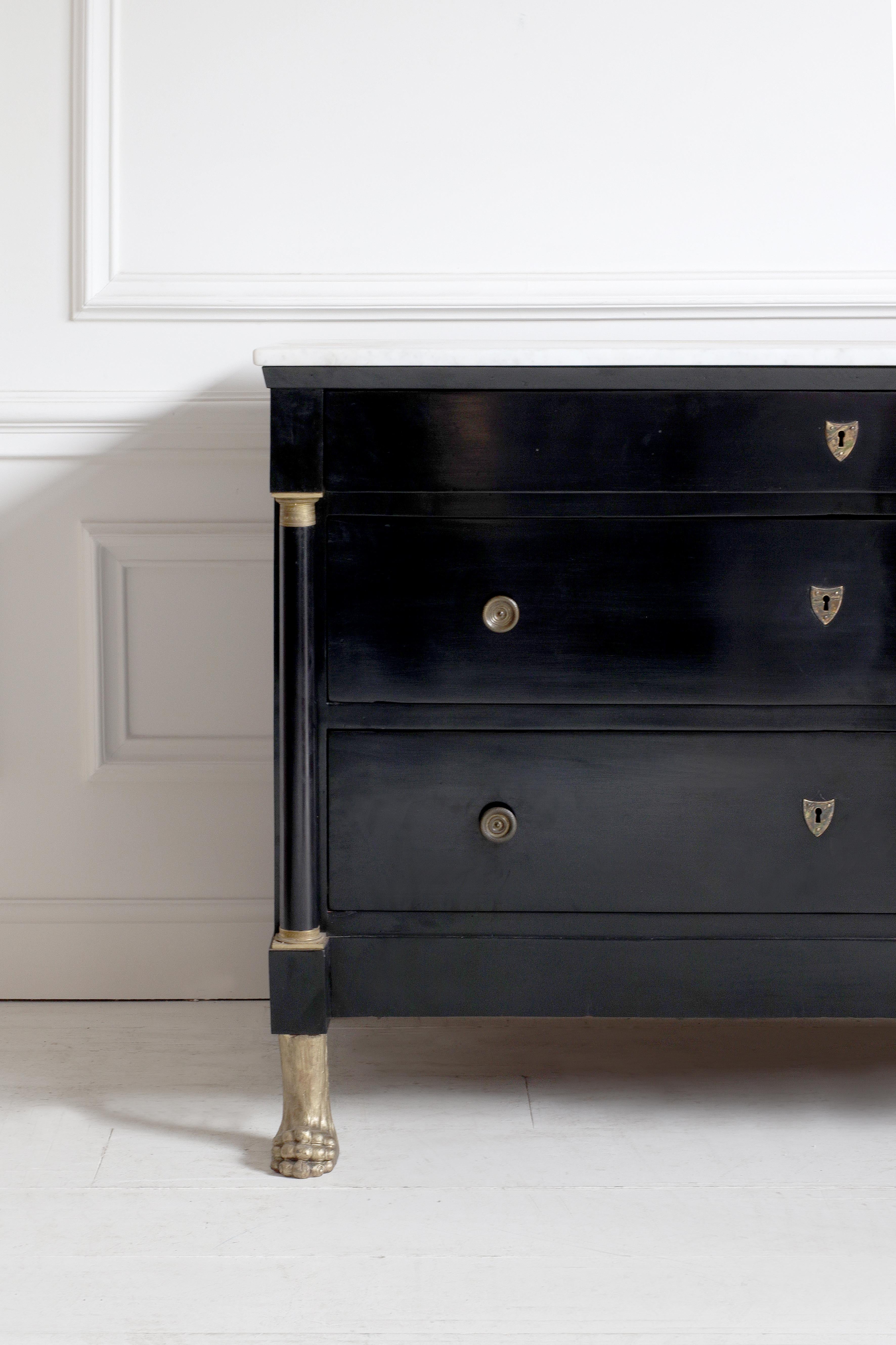 Empire Pair of 19th Century Italian Ebonised Commodes