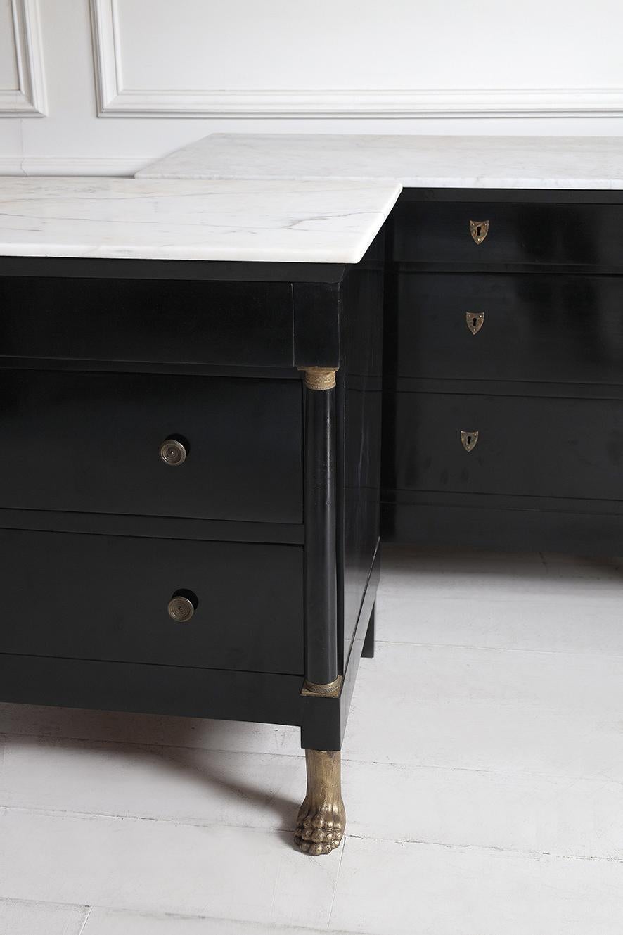 Ebonized Pair of 19th Century Italian Ebonised Commodes