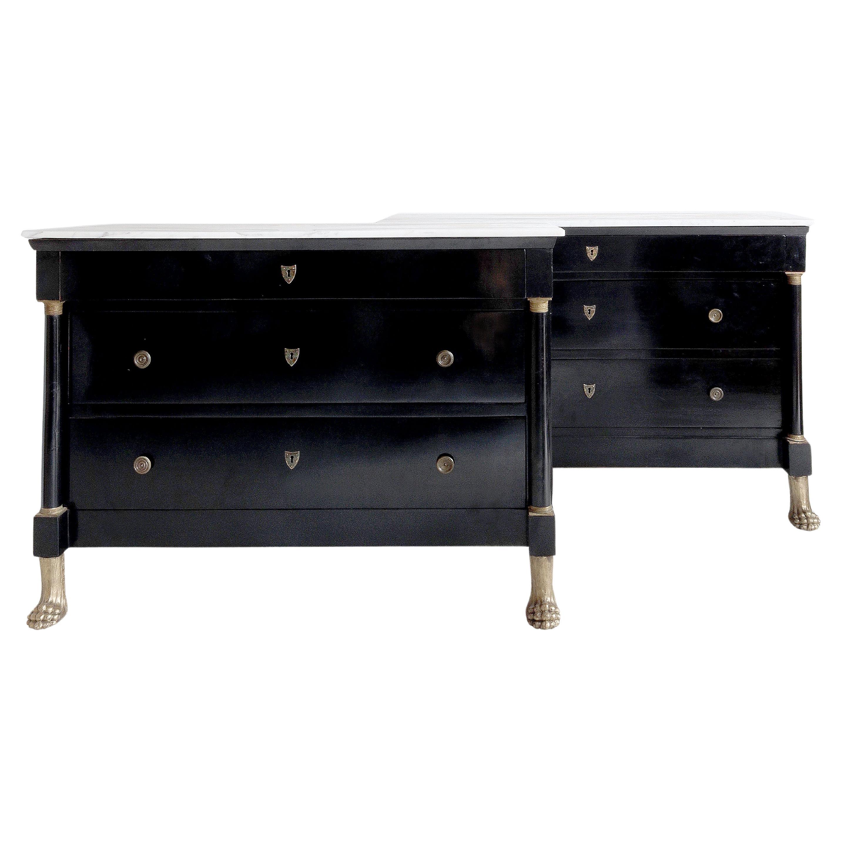 Pair of 19th Century Italian Ebonised Commodes