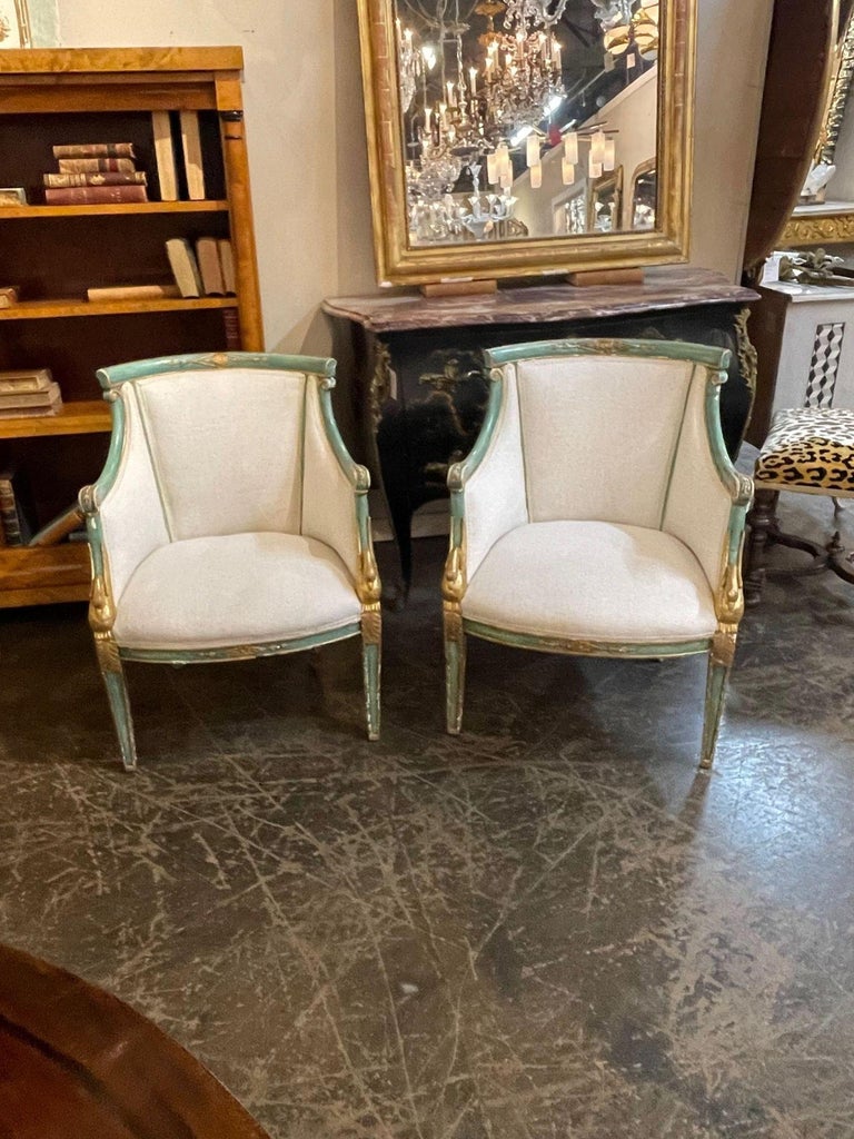 Pair of 19th Century Italian Empire Style Carved and Parcel Gilt ...