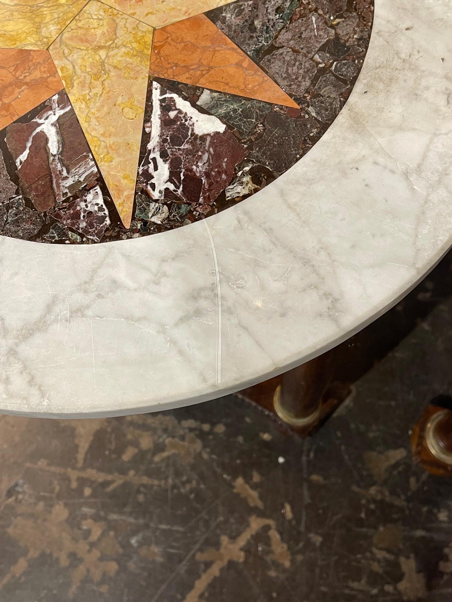 Marble Pair of 19th Century Italian Empire Style Walnut Side Tables For Sale