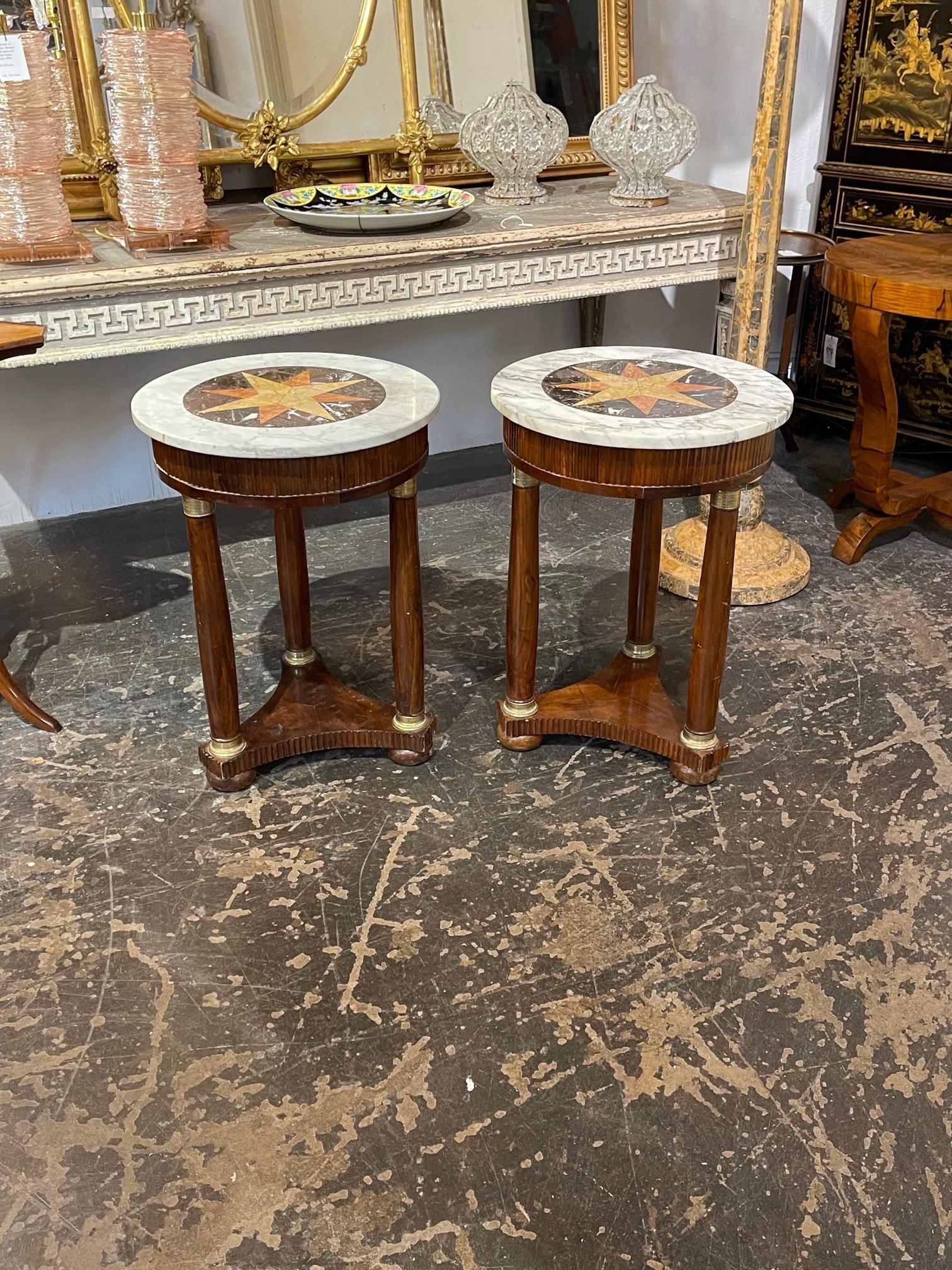 Pair of 19th Century Italian Empire Style Walnut Side Tables For Sale 4