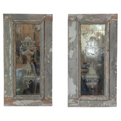 Pair of 19th Century Italian Engraved Mirrors with Original Paint