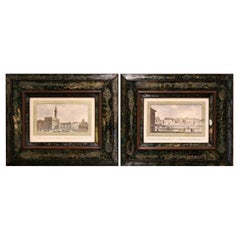Pair of 19th Century Italian Florence Engravings in Ornate Églomisé Frames