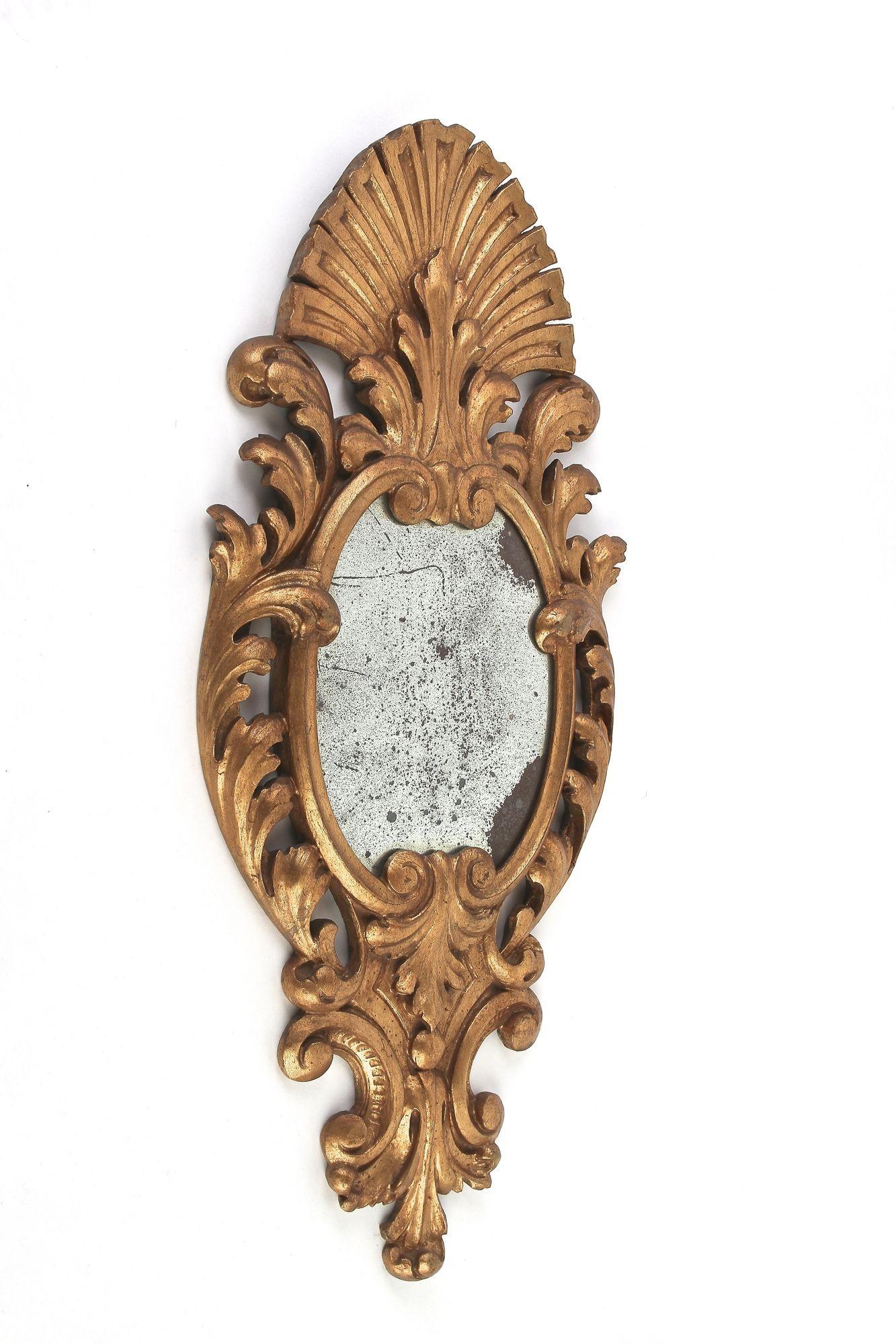 Pair Of 19th Century Italian Gilt Wall Mirrors, Handcarved - IT ca. 1850 en Bueno estado para la venta en Lichtenberg, AT