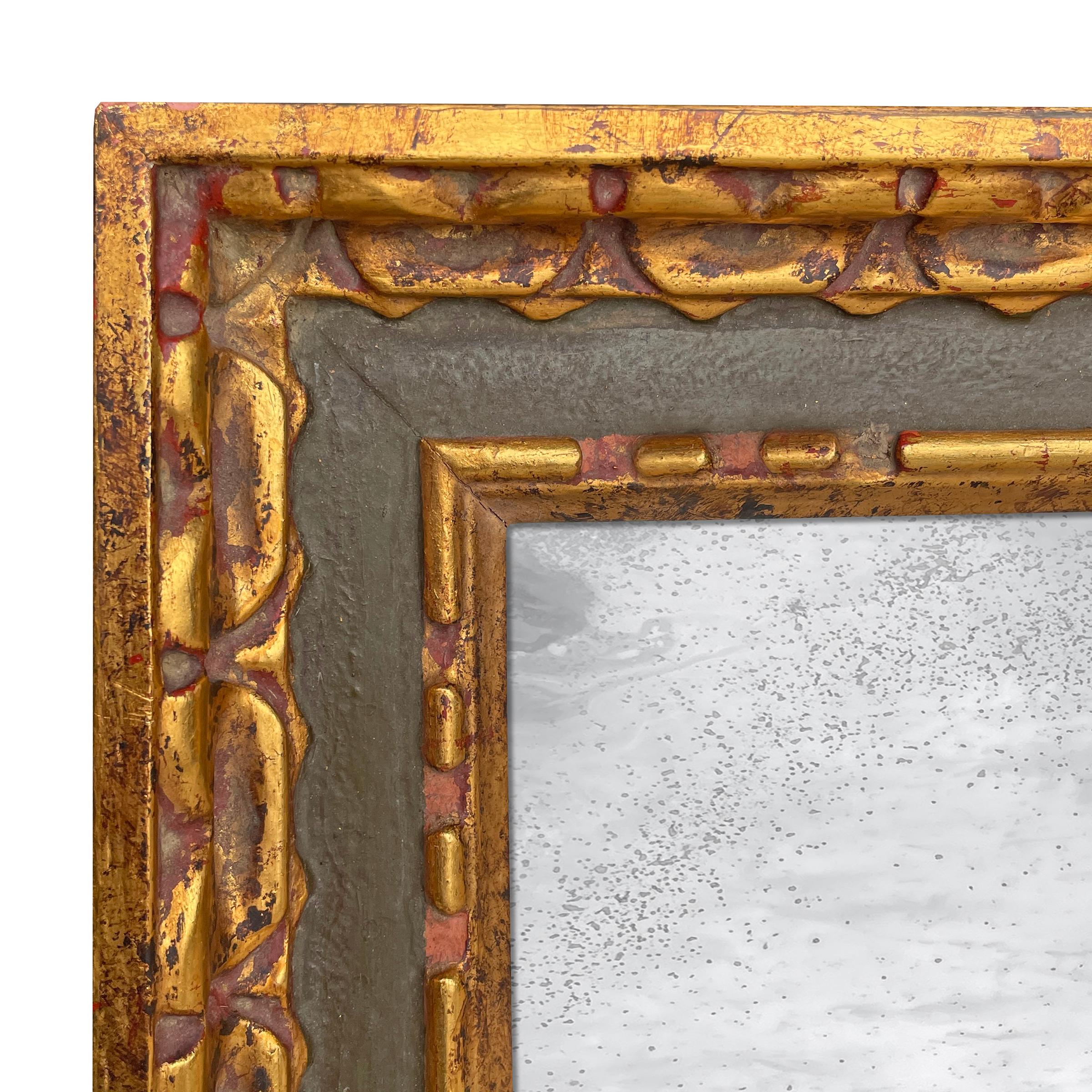 Pair of 19th Century Italian Gilt Wood Framed Mirrors For Sale 1