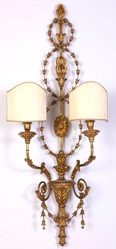 Pair of 19th Century Italian Gilt-wood Wall Lights Roma, 1840