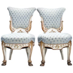 Pair of 19th Century Italian Giltwood and Painted Side Chairs