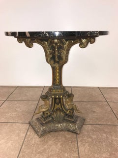 Pair of 19th Century Italian Giltwood Marble-Top Pedestal Tables