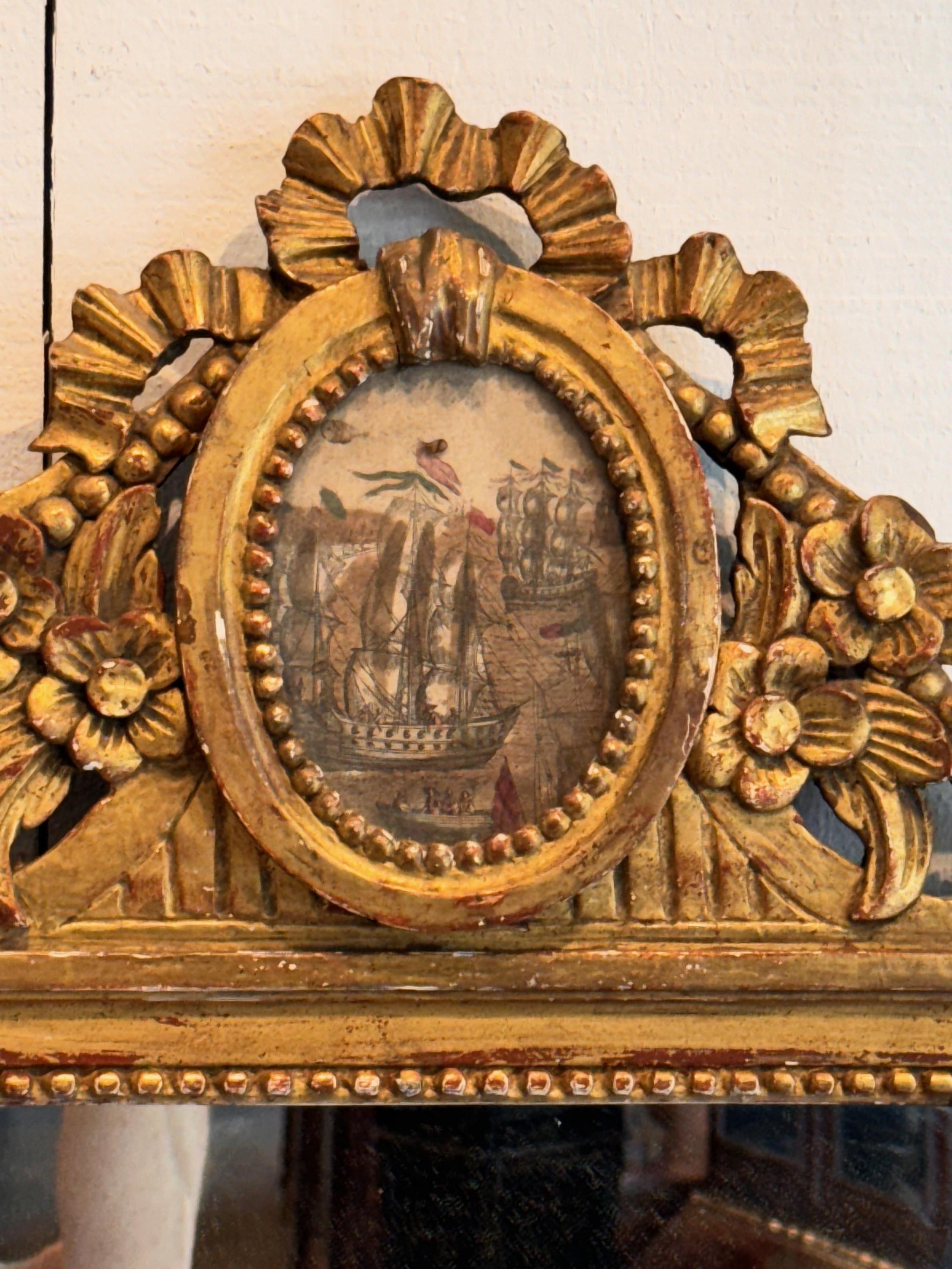 Paire de miroirs italiens en bois doré du 19e siècle en vente 1