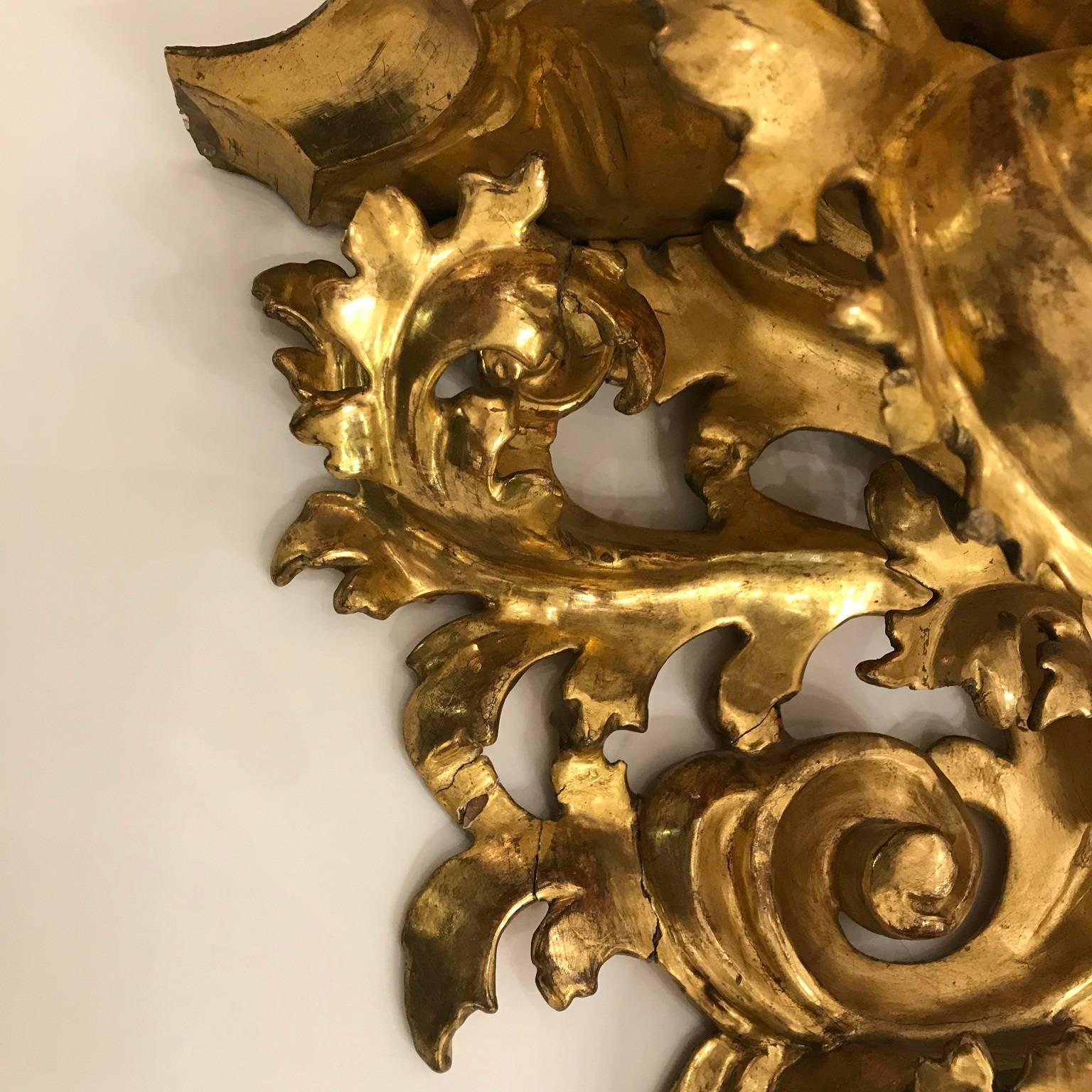 Pair of 19th Century Italian Giltwood Wall Brackets In Good Condition In Milan, IT