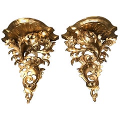 Pair of 19th Century Italian Giltwood Wall Brackets