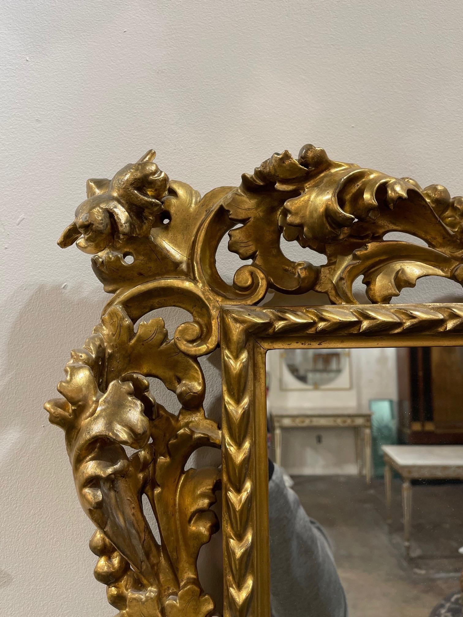 Pair of 19th Century Italian Gold Gilded Florentine Framed Mirrors In Good Condition For Sale In Dallas, TX