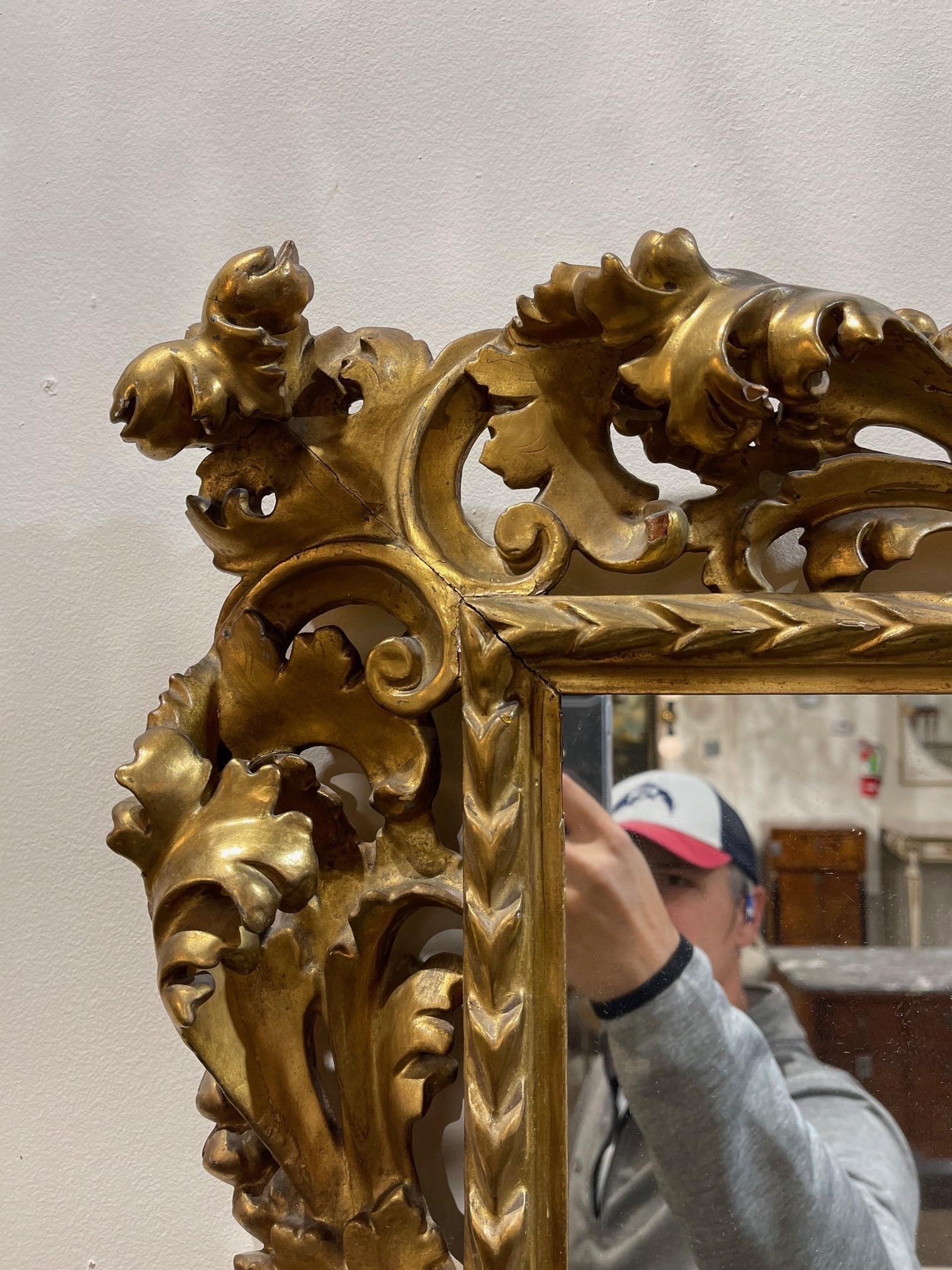 Pair of 19th Century Italian Gold Gilded Florentine Framed Mirrors For Sale 1