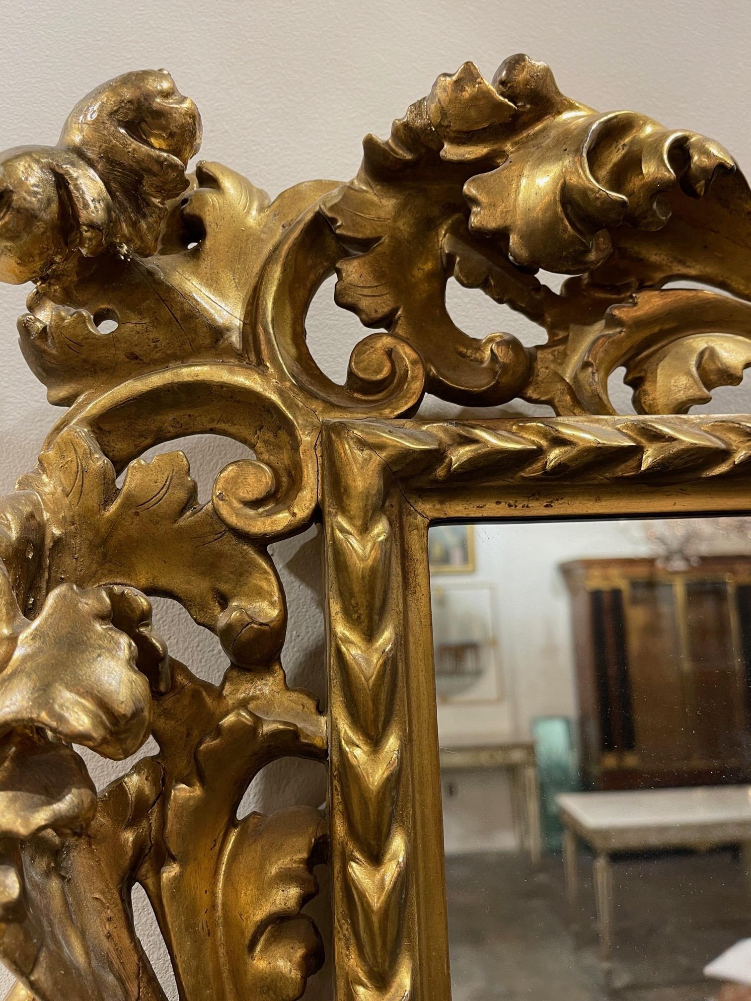Pair of 19th Century Italian Gold Gilded Florentine Framed Mirrors For Sale 3