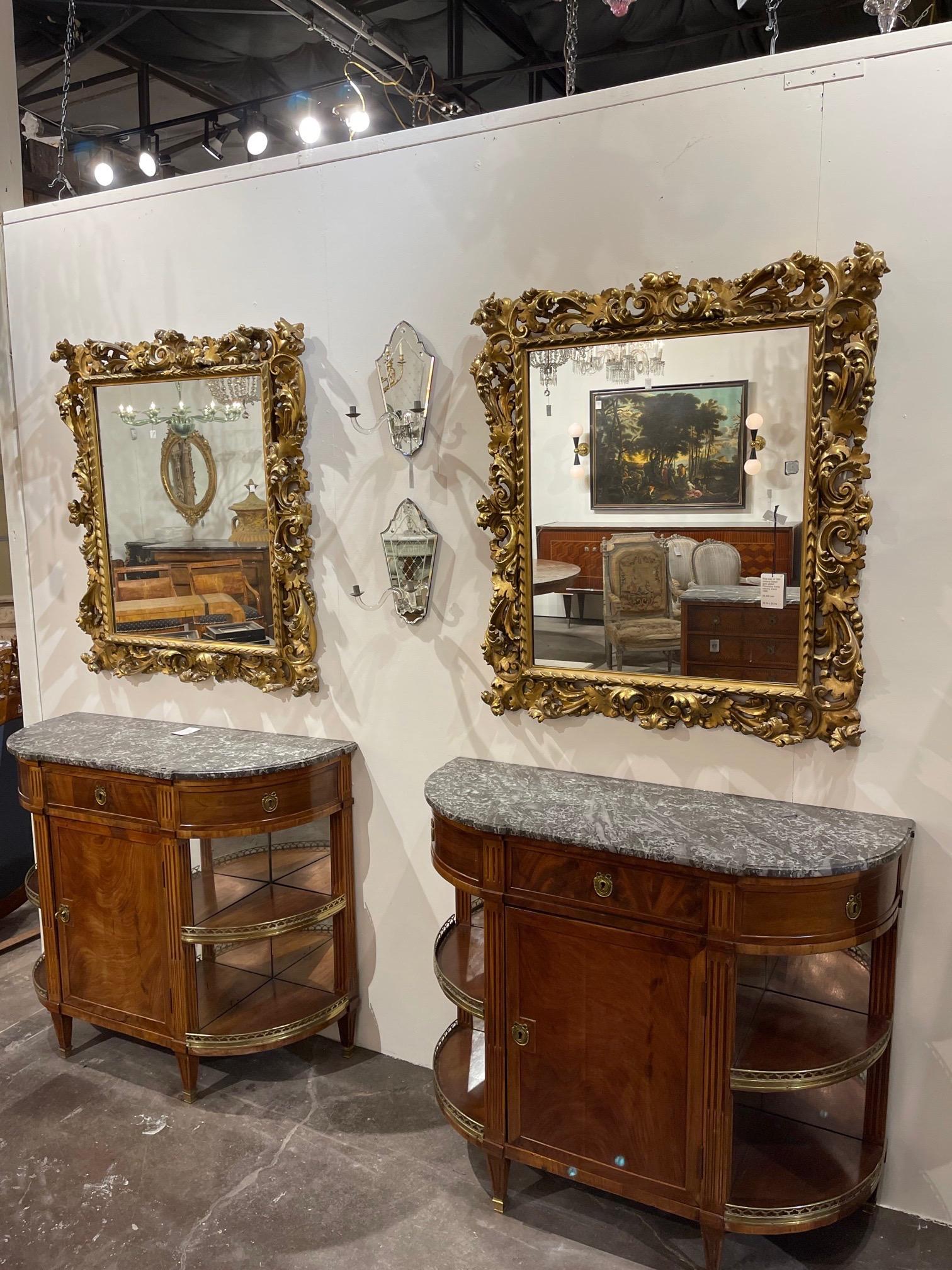 Pair of 19th Century Italian Gold Gilded Florentine Framed Mirrors For Sale 4