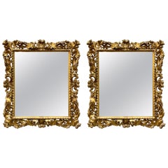 Pair of 19th Century Italian Gold Gilded Florentine Framed Mirrors