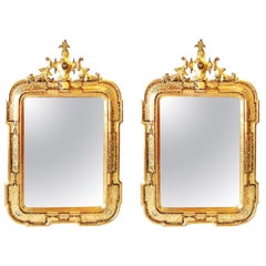 Antique Pair of 19th Century Italian Gold Venetian Mirrors