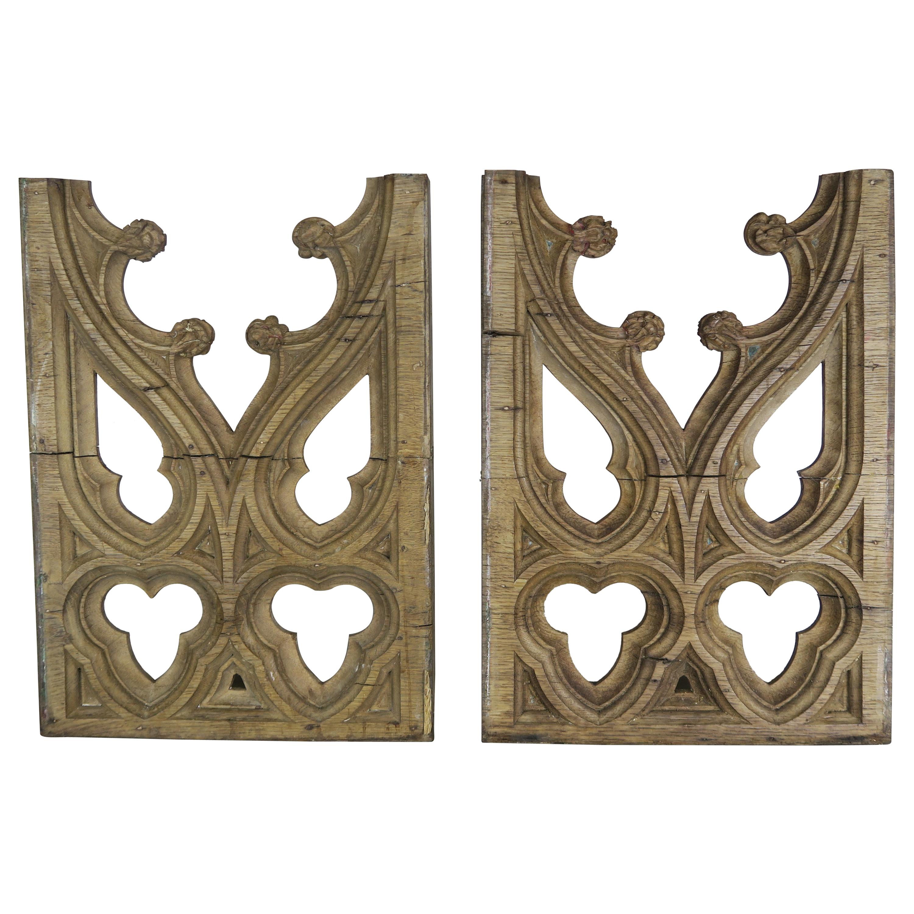 Pair of 19th Century Italian Gothic Style Wood Fragments
