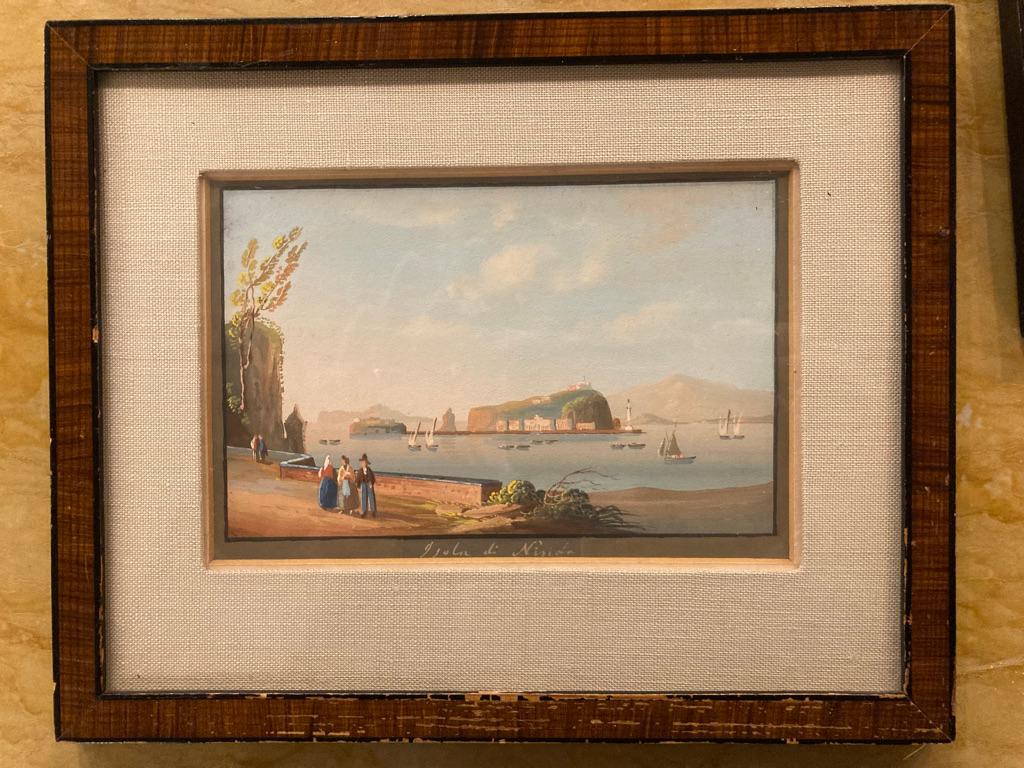 Pair of 19th Century Italian Grand Tour Gouaches of the Bay of Naples 4