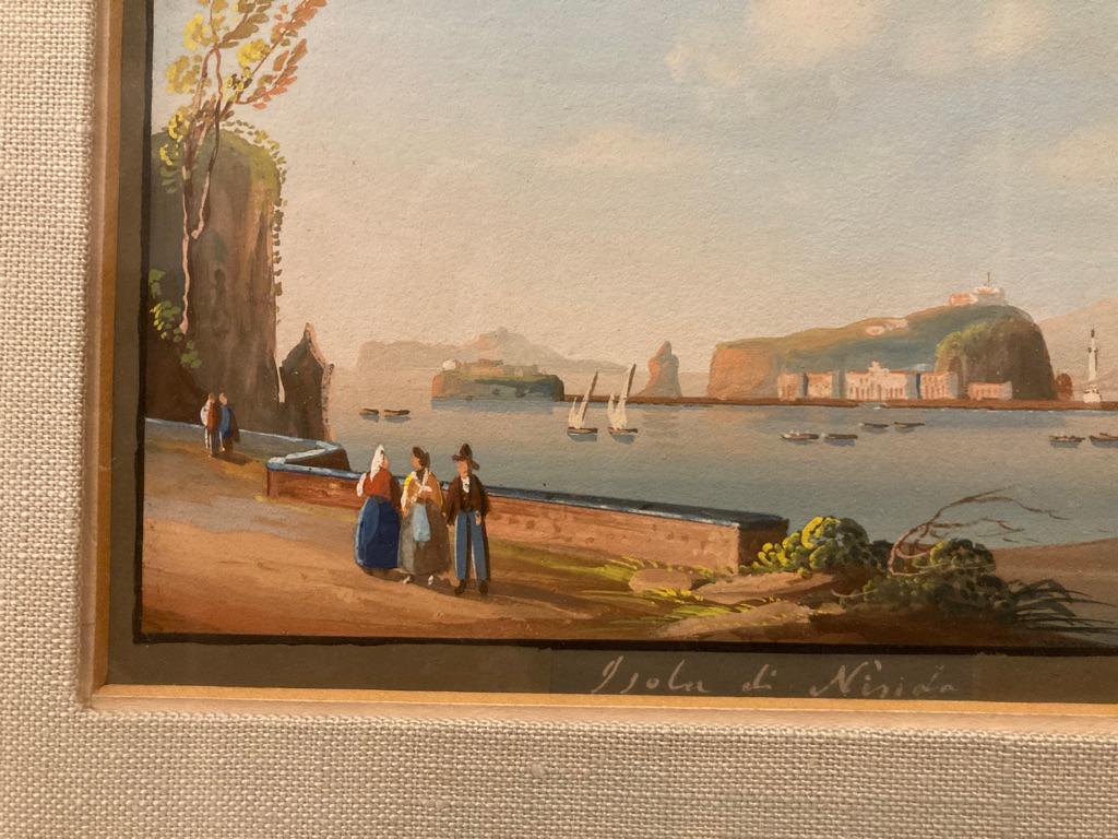 Pair of 19th Century Italian Grand Tour Gouaches of the Bay of Naples 8