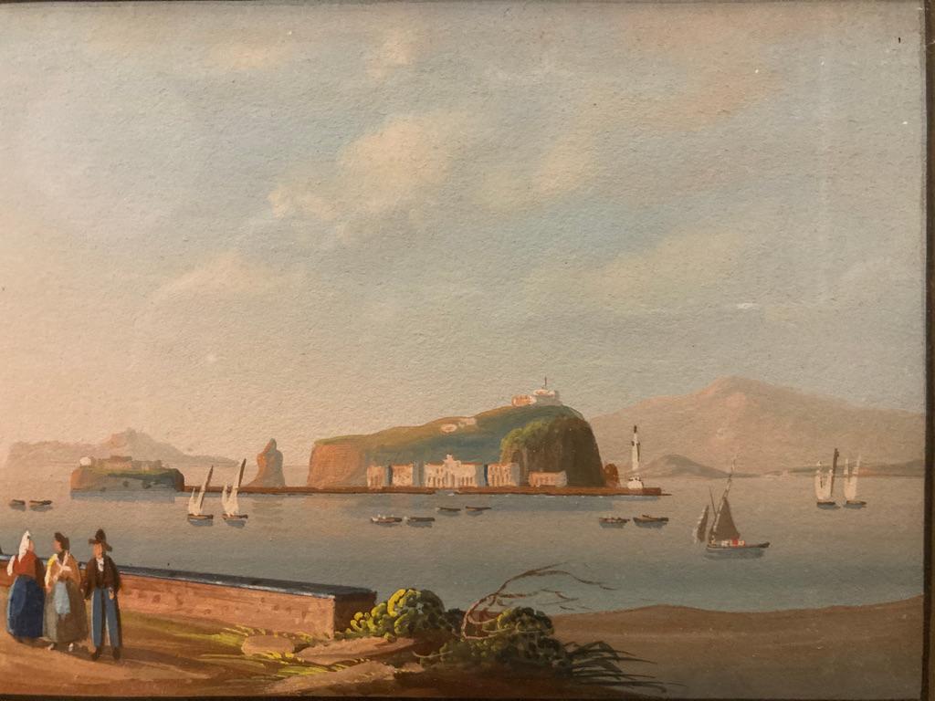 Pair of 19th Century Italian Grand Tour Gouaches of the Bay of Naples 9