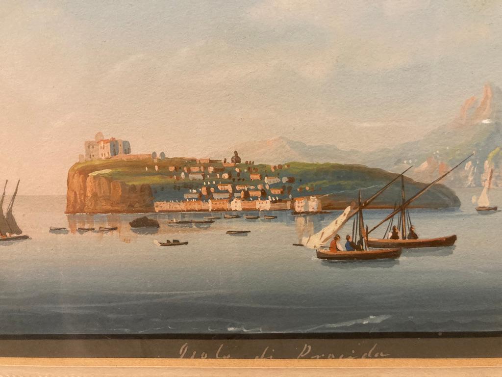 Pair of 19th Century Italian Grand Tour Gouaches of the Bay of Naples 10