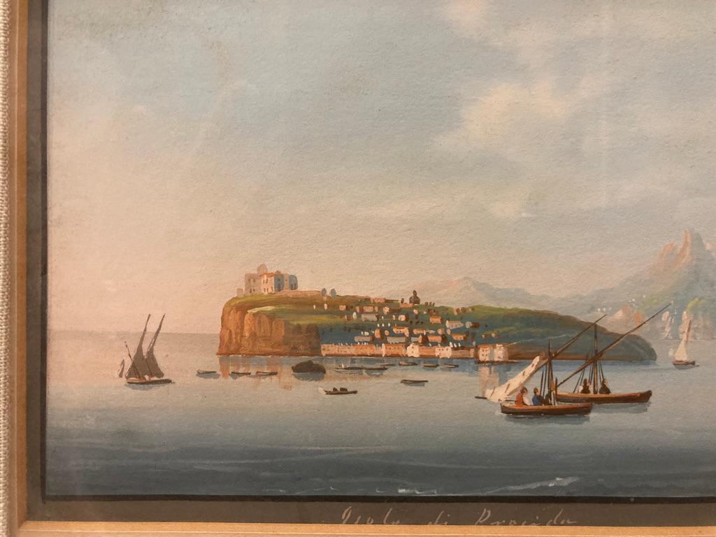 Pair of 19th Century Italian Grand Tour Gouaches of the Bay of Naples 1