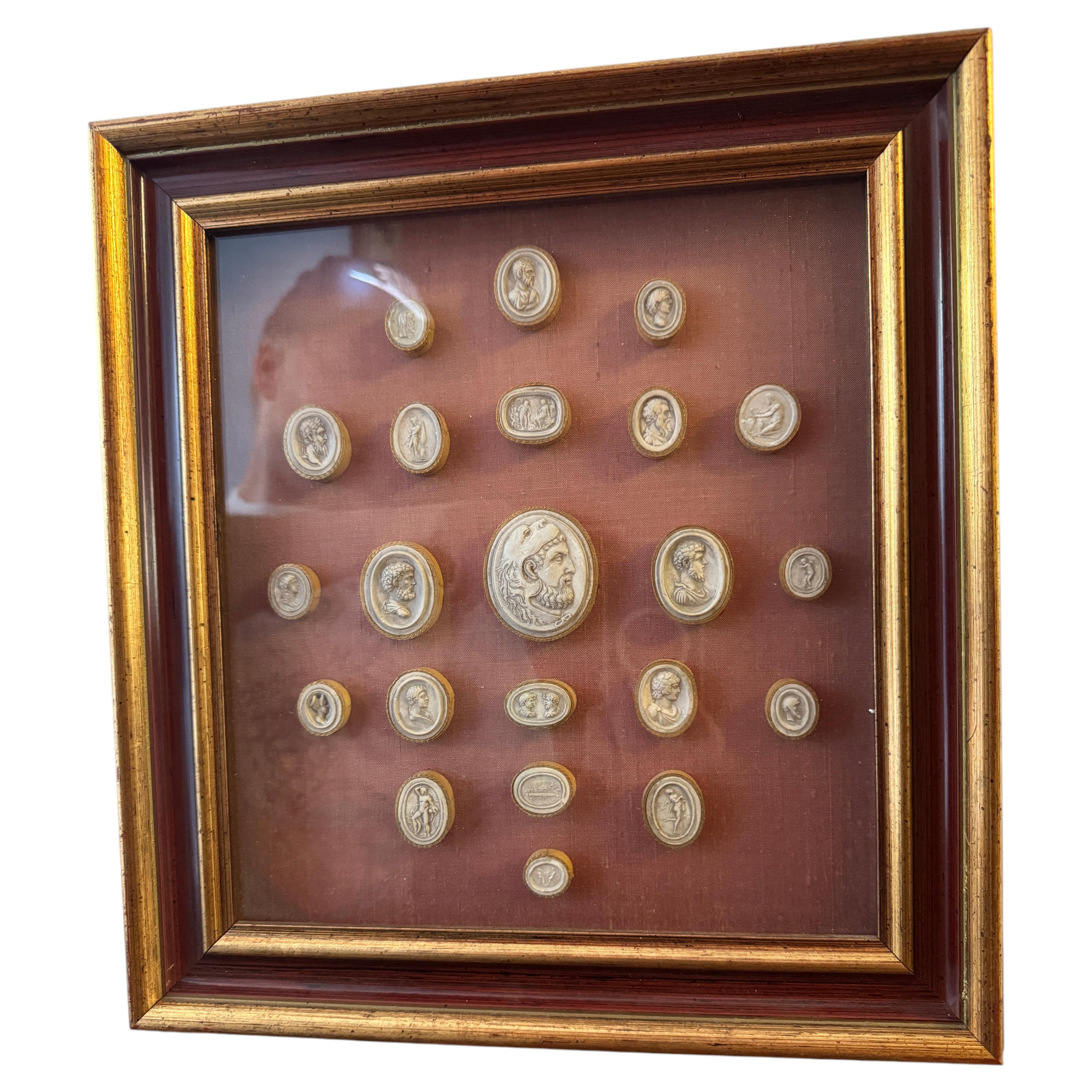 Pair of 19th Century Italian Grand Tour Gypsum Intaglio Cameo Panels