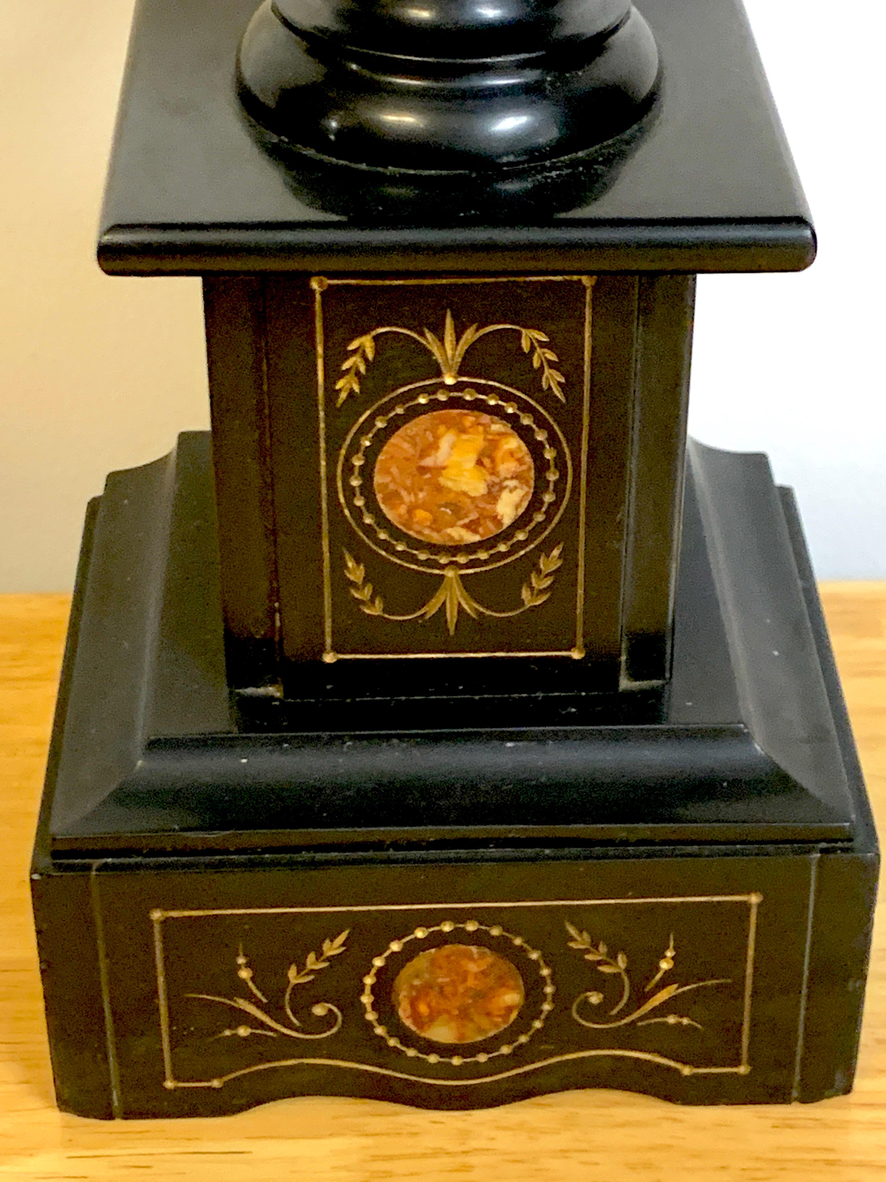 Pair of 19th Century Italian Grand Tour Inlaid Black Marble Tazza For Sale 4