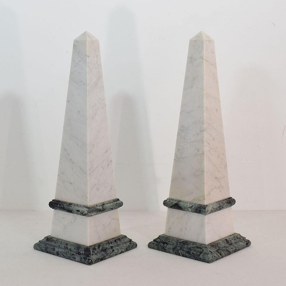 Beautiful pair of marble obelisks.
Italy, circa 1850-1900
Despite of their age in good condition.