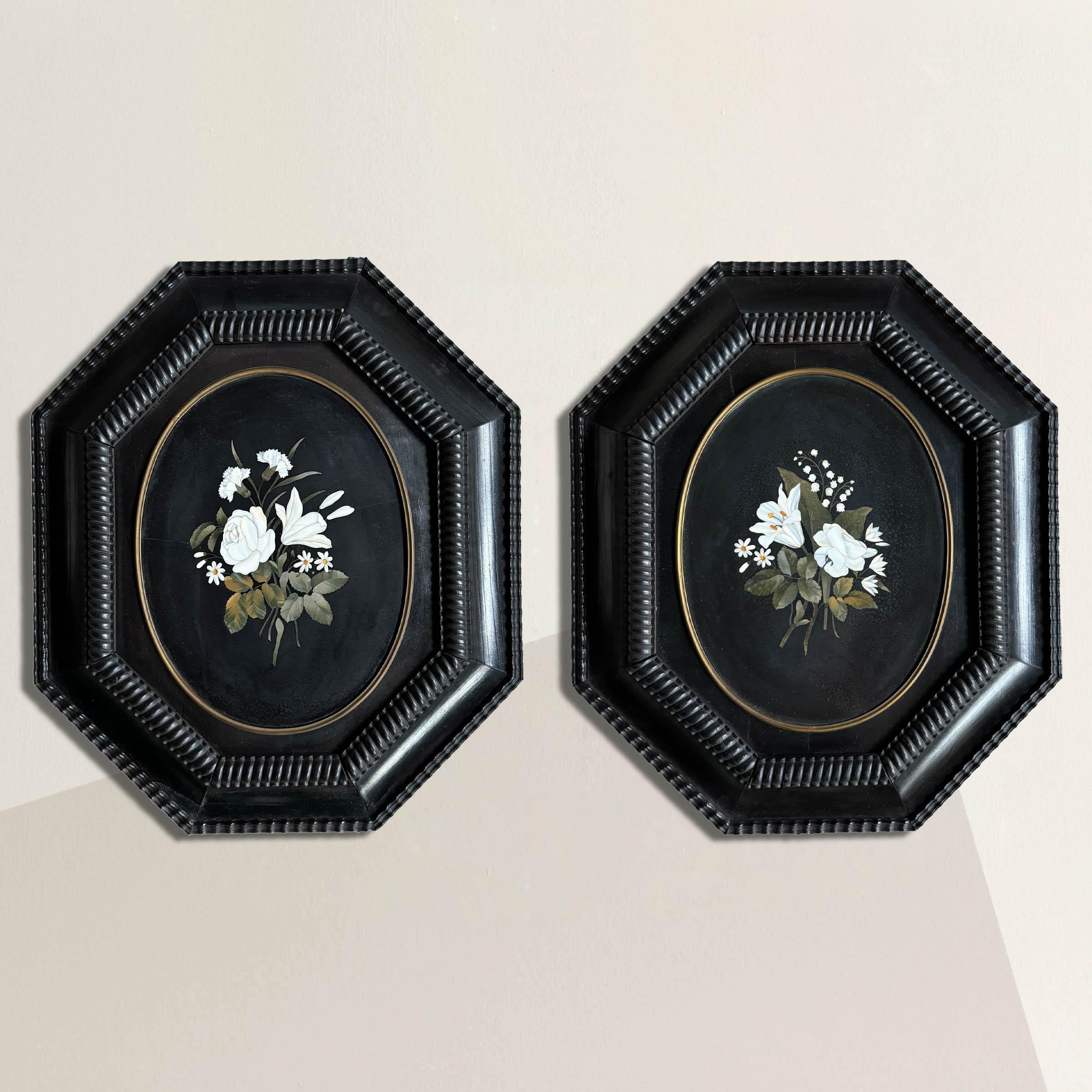 These exquisite 19th-century Italian Grand Tour framed Pietra Dura 