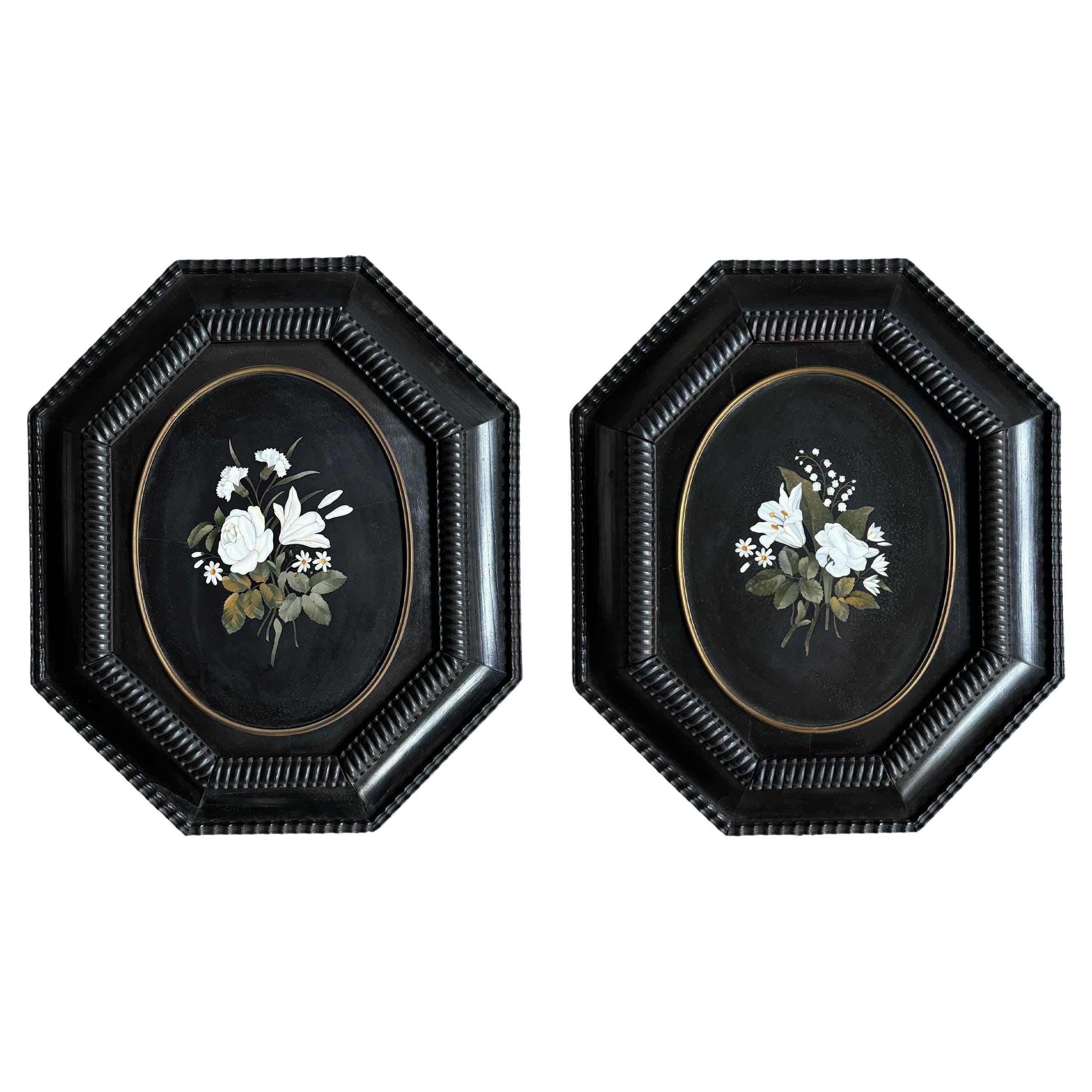 Pair of 19th Century Italian Grand Tour Pietra Dura 'Paintings'